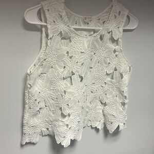 White Floral Lace Sleeveless Top